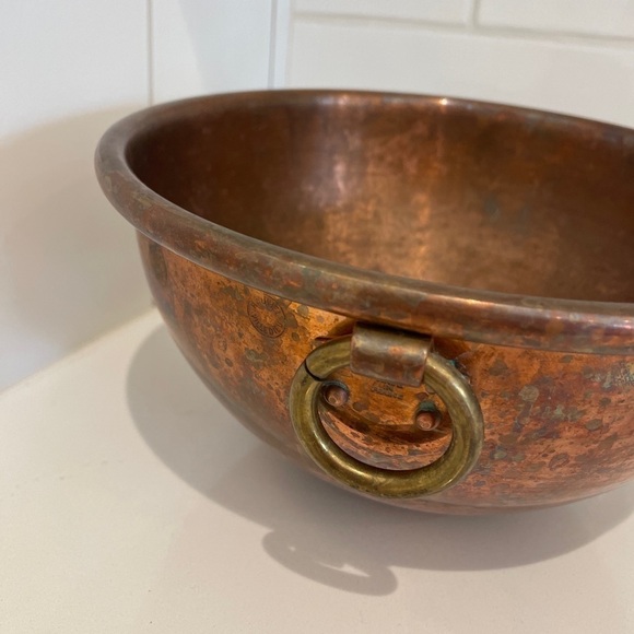 Hauviel Villediue Copper Mixing Bowl-France-Hanging-EUC-Vintage—Beautiful! - Picture 5 of 6